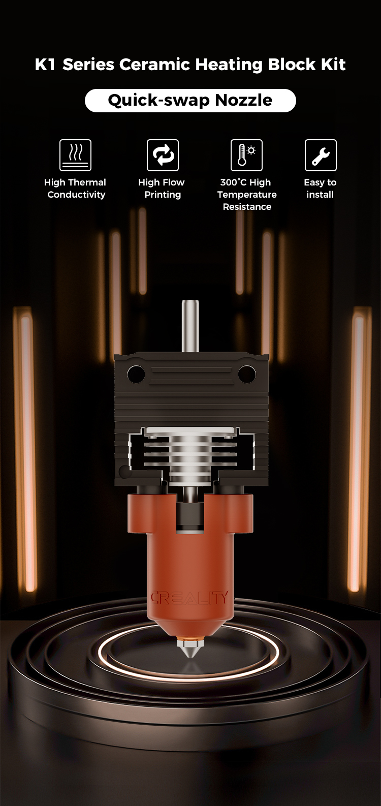 Kit Hotend Per Creality K1/K1 Max/K1C Con Ugello In Ottone 0.4mm E Potenza 60W