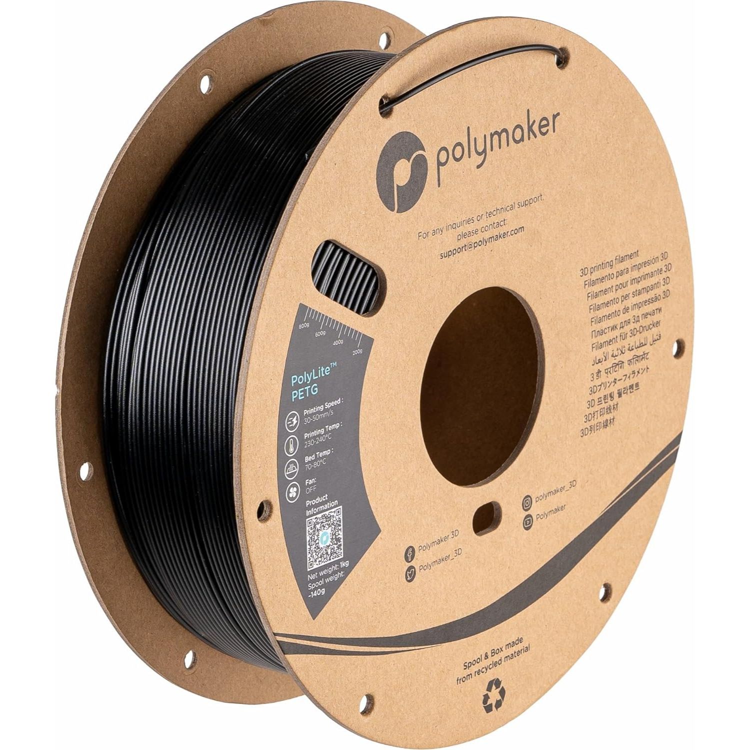 PolyLite PETG 1.75mm 1kg - EC 3D Printing Supplies