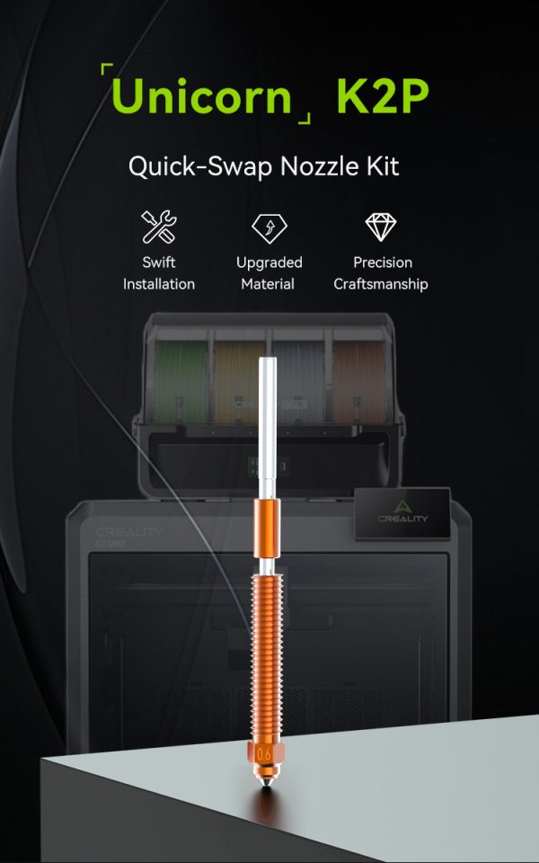 Unicorn Quick-Swap Nozzle for K2 Plus - 0.6mm - Image 3